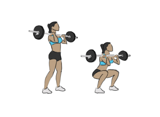 Front barbell squats