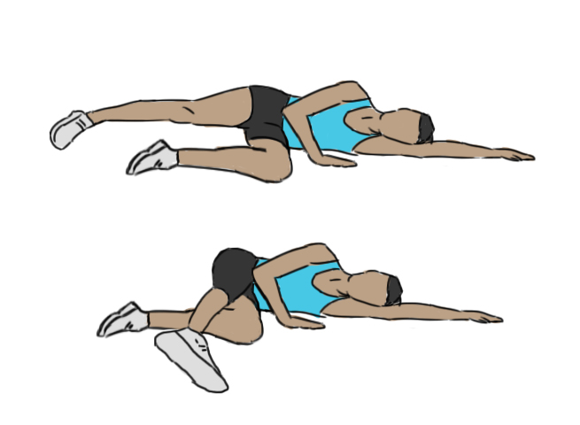 Hip abduction with squared leg